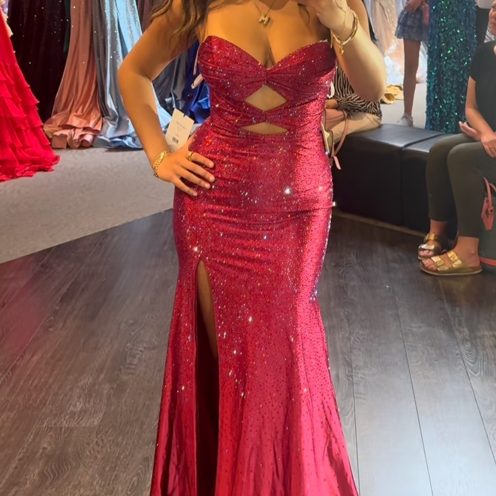 Sherri Hill Sparkling Red Prom Dress